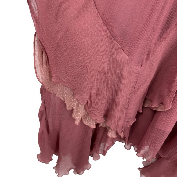 Anthropologie Moulinette Soeurs Reagan Silk Ruffled Dress Pink Size 6 Petite - Picture 6 of 10
